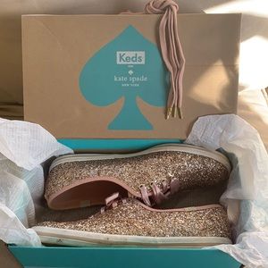 Rose gold Kate spade glitter Keds
